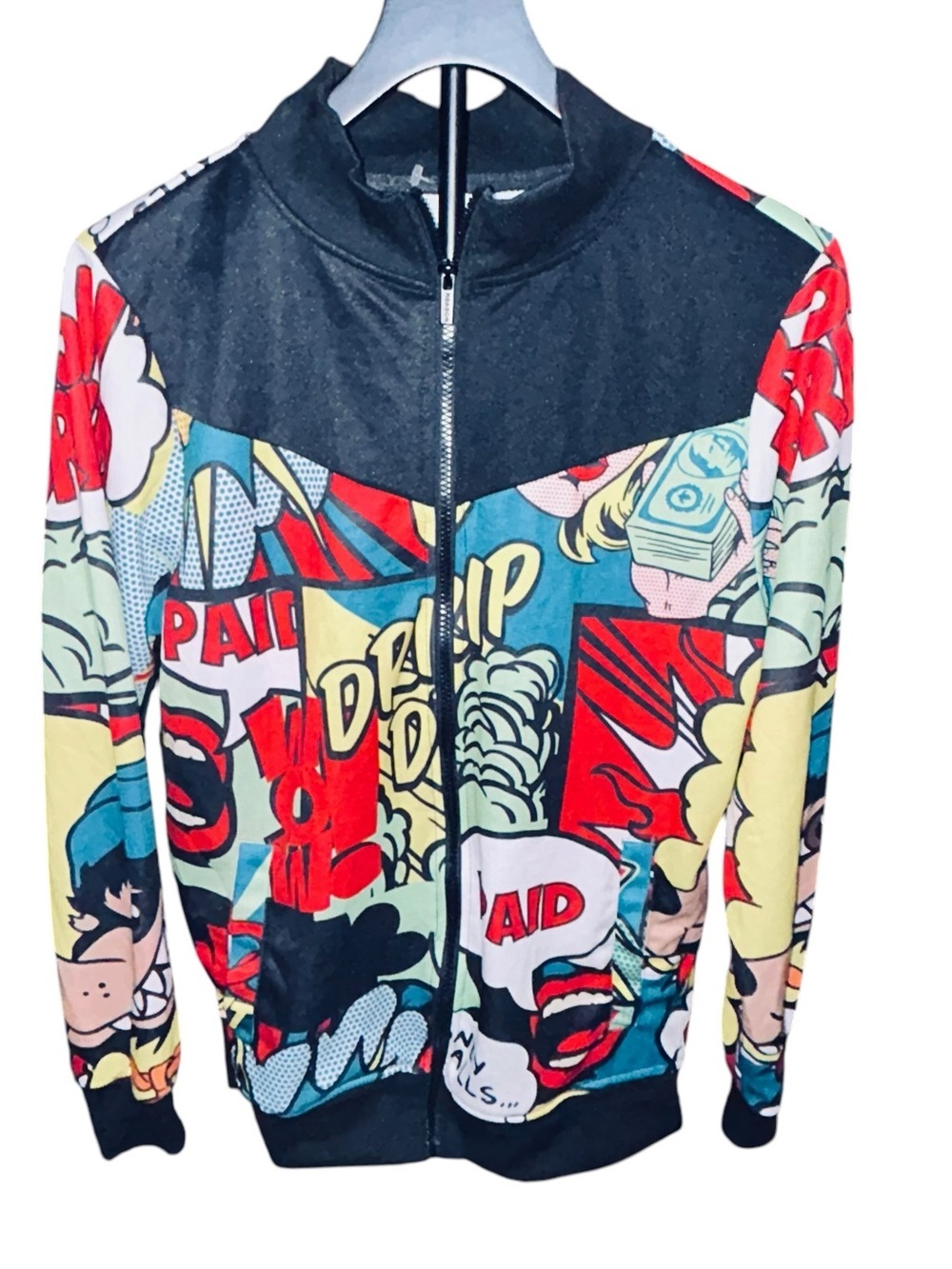 Reason Men's Pop Art Zip-Up Lightweight Jacket - Black Multi